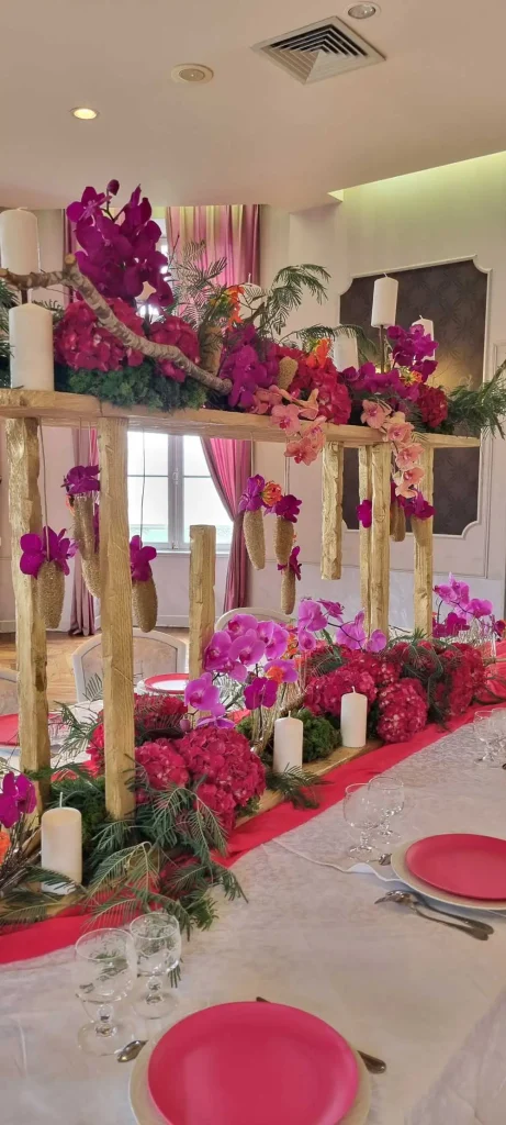 Arche de table d'honneur des mariés hortensia