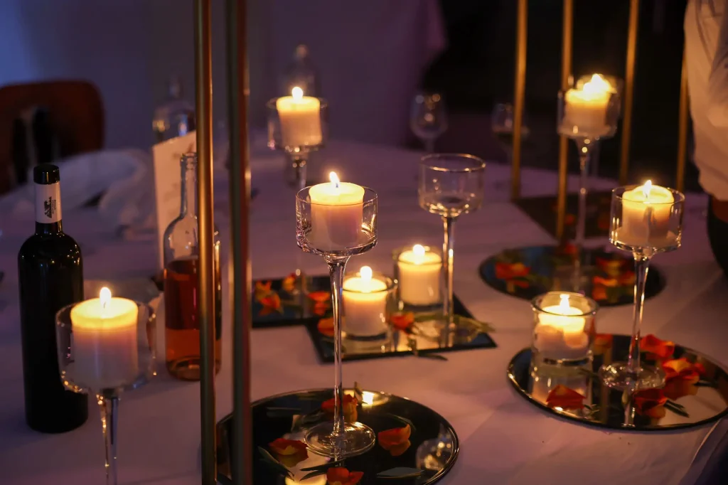 Centre de table avec bougies